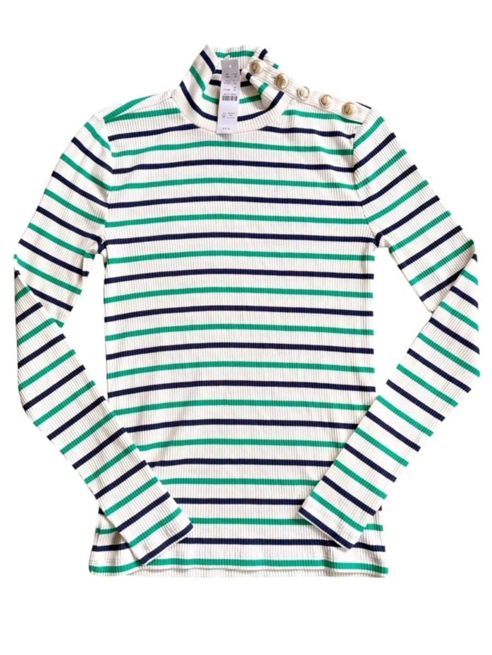 NWT J. Crew Ribbed Turtleneck With Buttons Size XS Retail $79.50